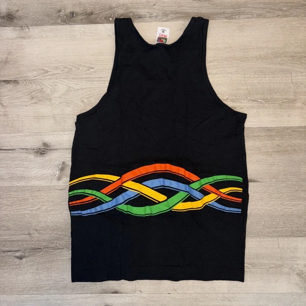 Vintage 90s Microsoft Back Office Computer Tech Tank Top Medium Black
